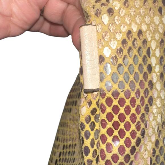 Sorial Gold Snakeskin Embossed Leather Tote Bag Shoulder Shopper - Picture 3 of 14